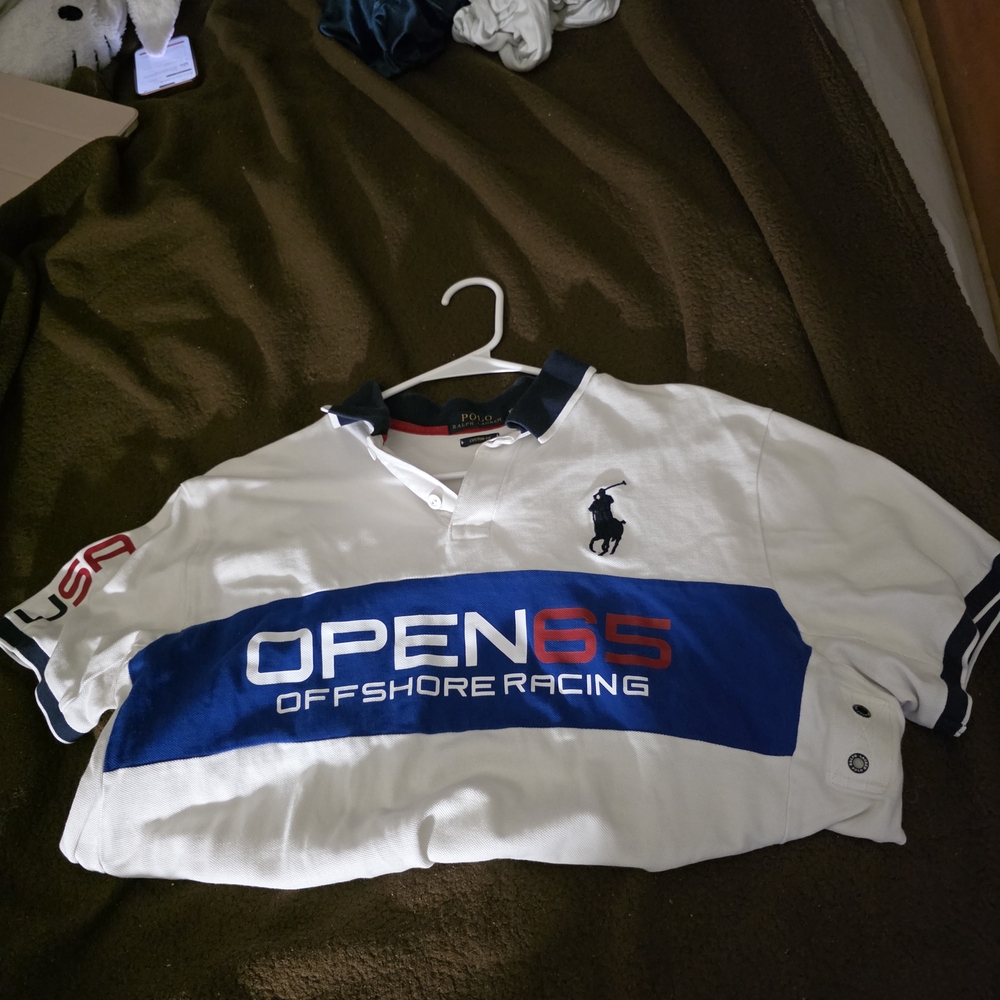 Ralph Lauren Mens Offshore Racing 67 Polo - White and Blue